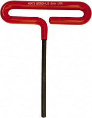 Bondhus - 8mm Hex, T-Handle Cushion Grip, Hex Key - 187mm OAL, Metric System of Measurement - Exact Tooling