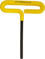 Bondhus - 3/8" Hex, T-Handle Cushion Grip, Hex Key - 191mm OAL, Inch System of Measurement - Exact Tooling