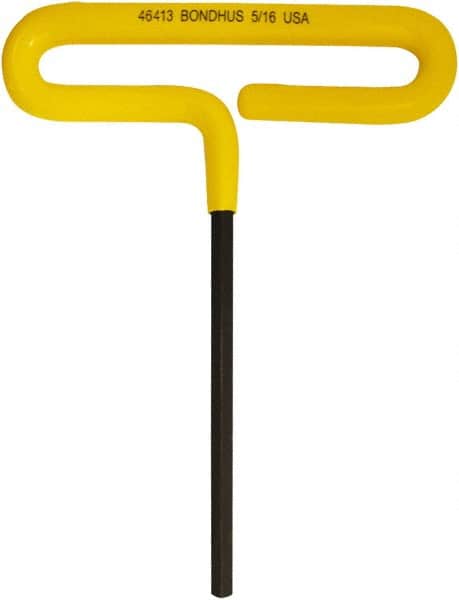 Bondhus - 5/16" Hex, T-Handle Cushion Grip, Hex Key - 187mm OAL, Inch System of Measurement - Exact Tooling