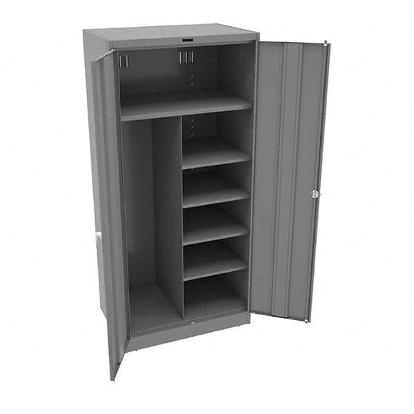 Tennsco - 6 Shelf Combination Storage Cabinet - Steel, 36" Wide x 24" Deep x 78" High, Medium Gray - Exact Tooling