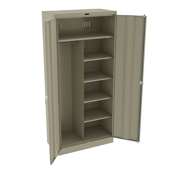 Tennsco - 6 Shelf Combination Storage Cabinet - Steel, 36" Wide x 18" Deep x 78" High, Sand - Exact Tooling