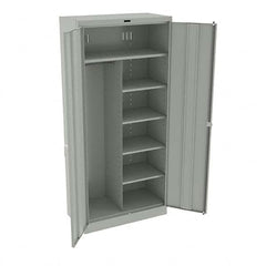 Tennsco - 6 Shelf Combination Storage Cabinet - Steel, 36" Wide x 18" Deep x 78" High, Light Gray - Exact Tooling