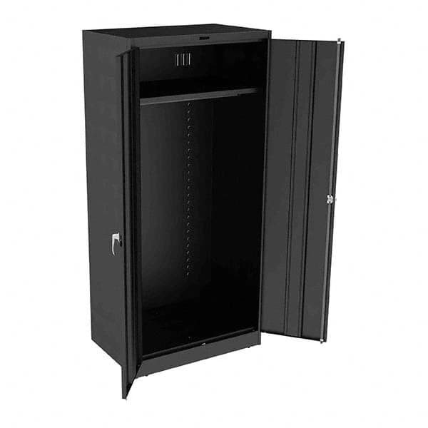 Tennsco - 2 Shelf Wardrobe Storage Cabinet - Steel, 36" Wide x 24" Deep x 78" High, Black - Exact Tooling