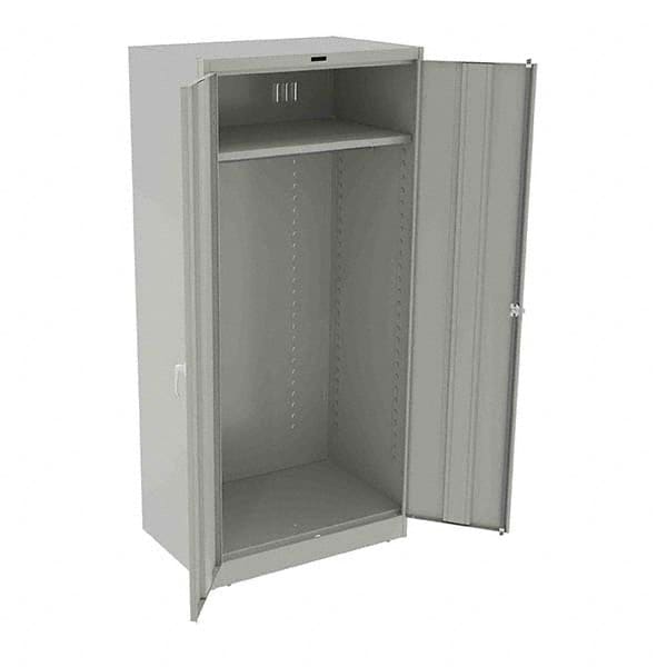 Tennsco - 2 Shelf Wardrobe Storage Cabinet - Steel, 36" Wide x 24" Deep x 78" High, Light Gray - Exact Tooling