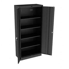 Tennsco - 5 Shelf Locking Storage Cabinet - Steel, 36" Wide x 18" Deep x 78" High, Black - Exact Tooling