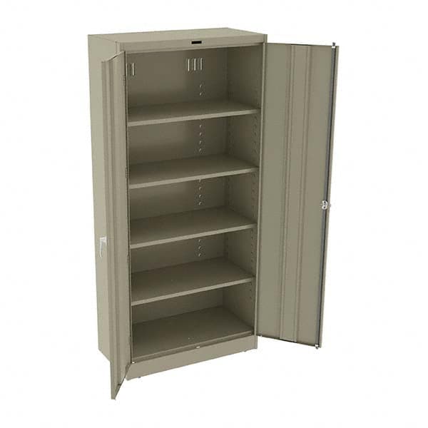 Tennsco - 5 Shelf Locking Storage Cabinet - Steel, 36" Wide x 18" Deep x 78" High, Sand - Exact Tooling