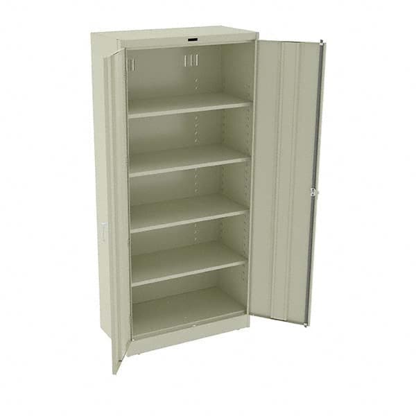 Tennsco - 5 Shelf Locking Storage Cabinet - Steel, 36" Wide x 18" Deep x 78" High, Champagne/Putty - Exact Tooling