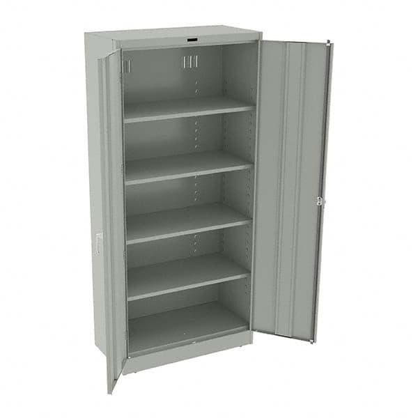 Tennsco - 5 Shelf Locking Storage Cabinet - Steel, 36" Wide x 18" Deep x 78" High, Light Gray - Exact Tooling