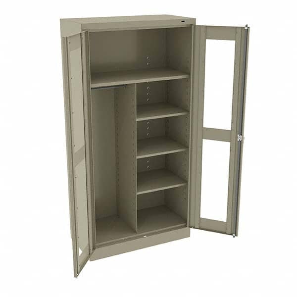 Tennsco - 6 Shelf Combination Storage Cabinet - Steel, 36" Wide x 18" Deep x 72" High, Sand - Exact Tooling