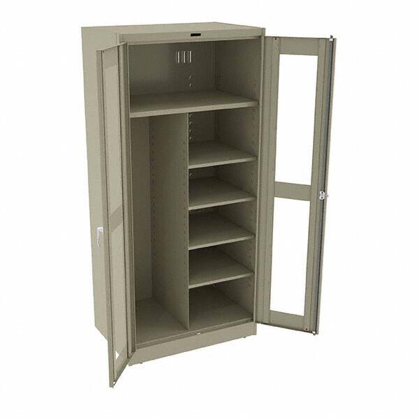 Tennsco - 6 Shelf Combination Storage Cabinet - Steel, 36" Wide x 24" Deep x 78" High, Sand - Exact Tooling