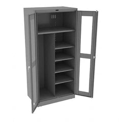 Tennsco - 6 Shelf Combination Storage Cabinet - Steel, 36" Wide x 24" Deep x 78" High, Medium Gray - Exact Tooling
