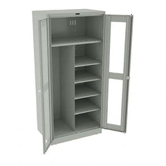 Tennsco - 6 Shelf Combination Storage Cabinet - Steel, 36" Wide x 24" Deep x 78" High, Light Gray - Exact Tooling