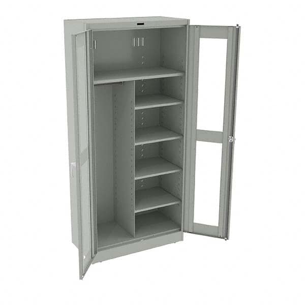 Tennsco - 6 Shelf Combination Storage Cabinet - Steel, 36" Wide x 18" Deep x 78" High, Light Gray - Exact Tooling