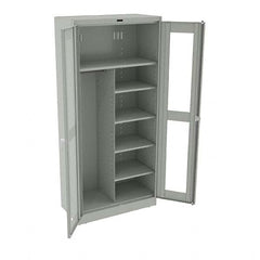 Tennsco - 6 Shelf Combination Storage Cabinet - Steel, 36" Wide x 18" Deep x 78" High, Light Gray - Exact Tooling