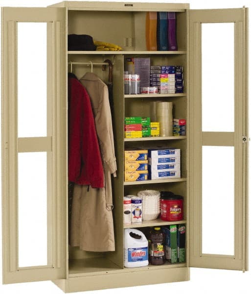 Tennsco - 6 Shelf Combination Storage Cabinet - Steel, 36" Wide x 18" Deep x 78" High, Medium Gray - Exact Tooling