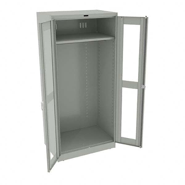 Tennsco - 2 Shelf Wardrobe Storage Cabinet - Steel, 36" Wide x 24" Deep x 78" High, Light Gray - Exact Tooling