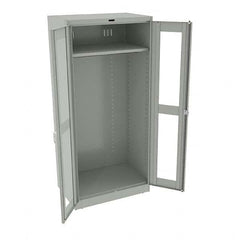 Tennsco - 2 Shelf Wardrobe Storage Cabinet - Steel, 36" Wide x 24" Deep x 78" High, Light Gray - Exact Tooling