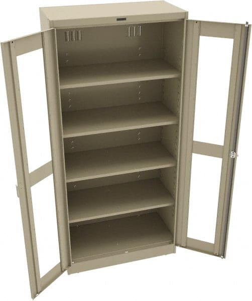 Tennsco - 5 Shelf Visible Storage Cabinet - Steel, 36" Wide x 18" Deep x 78" High, Sand - Exact Tooling