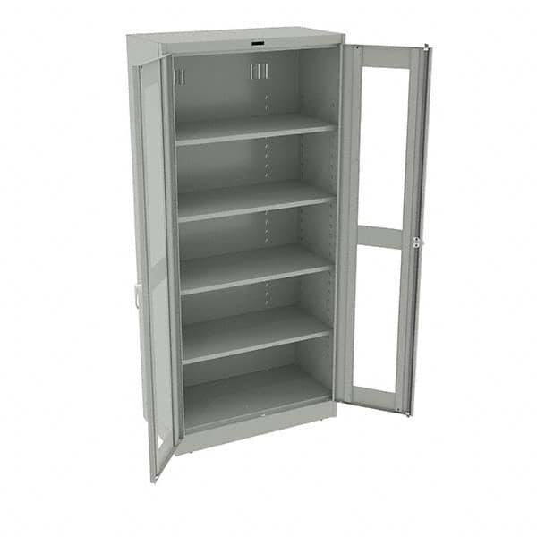 Tennsco - 5 Shelf Visible Storage Cabinet - Steel, 36" Wide x 18" Deep x 78" High, Light Gray - Exact Tooling