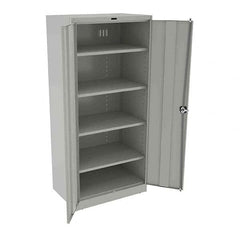 Tennsco - 5 Shelf Locking Storage Cabinet - Steel, 36" Wide x 24" Deep x 78" High, Light Gray - Exact Tooling