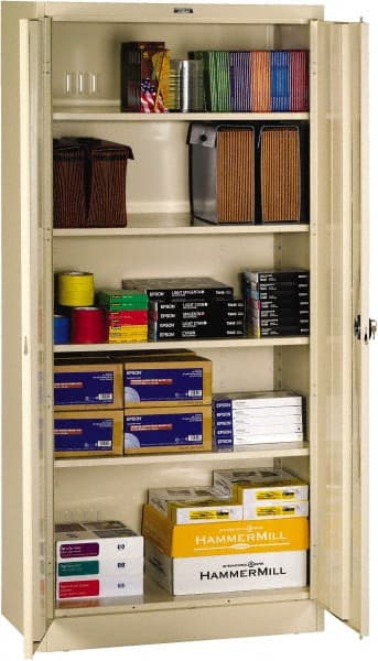 Tennsco - 5 Shelf Locking Storage Cabinet - Steel, 36" Wide x 18" Deep x 72" High, Medium Gray - Exact Tooling