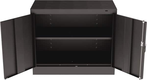 Tennsco - 2 Shelf Locking Storage Cabinet - Steel, 36" Wide x 18" Deep x 30" High, Black - Exact Tooling