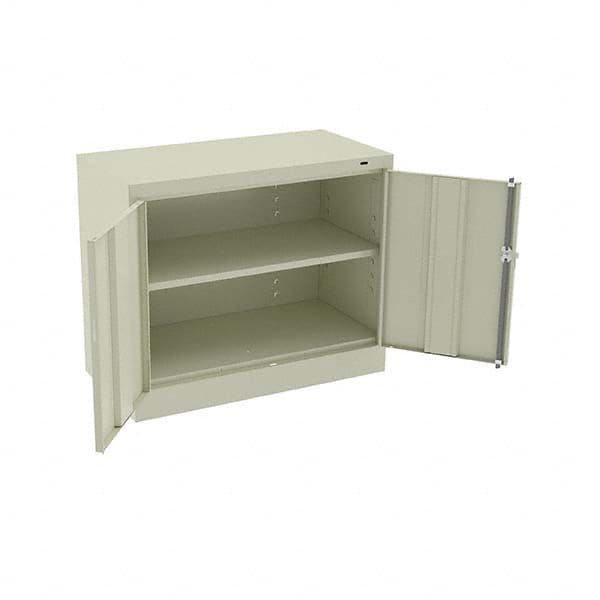 Tennsco - 2 Shelf Locking Storage Cabinet - Steel, 36" Wide x 18" Deep x 30" High, Champagne/Putty - Exact Tooling