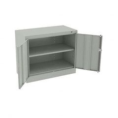 Tennsco - 2 Shelf Locking Storage Cabinet - Steel, 36" Wide x 18" Deep x 30" High, Light Gray - Exact Tooling