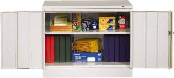 Tennsco - 2 Shelf Locking Storage Cabinet - Steel, 36" Wide x 18" Deep x 30" High, Medium Gray - Exact Tooling