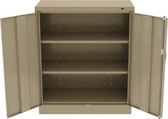 Tennsco - 3 Shelf Locking Storage Cabinet - Steel, 36" Wide x 18" Deep x 42" High, Sand - Exact Tooling