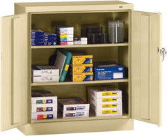Tennsco - 3 Shelf Locking Storage Cabinet - Steel, 36" Wide x 18" Deep x 42" High, Medium Gray - Exact Tooling