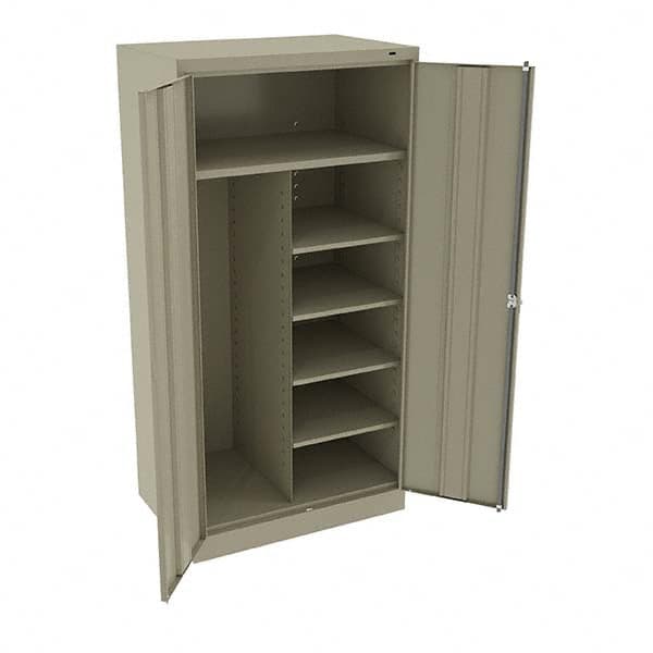 Tennsco - 6 Shelf Combination Storage Cabinet - Steel, 36" Wide x 24" Deep x 72" High, Sand - Exact Tooling