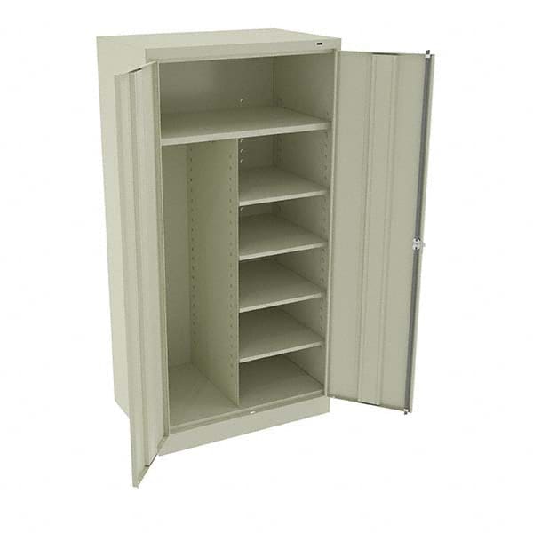 Tennsco - 6 Shelf Combination Storage Cabinet - Steel, 36" Wide x 24" Deep x 72" High, Champagne/Putty - Exact Tooling