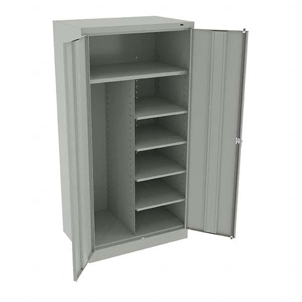 Tennsco - 6 Shelf Combination Storage Cabinet - Steel, 36" Wide x 24" Deep x 72" High, Light Gray - Exact Tooling
