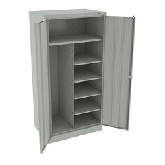 Tennsco - 6 Shelf Combination Storage Cabinet - Steel, 36" Wide x 24" Deep x 72" High, Light Gray - Exact Tooling