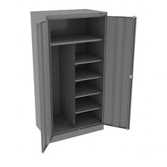 Tennsco - 6 Shelf Combination Storage Cabinet - Steel, 36" Wide x 24" Deep x 72" High, Medium Gray - Exact Tooling