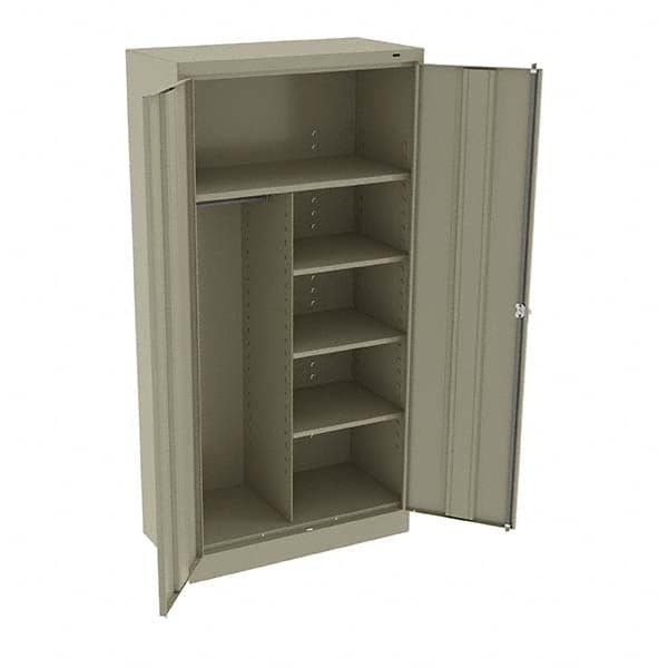 Tennsco - 6 Shelf Combination Storage Cabinet - Steel, 36" Wide x 18" Deep x 72" High, Sand - Exact Tooling