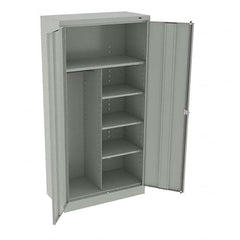 Tennsco - 6 Shelf Combination Storage Cabinet - Steel, 36" Wide x 18" Deep x 72" High, Light Gray - Exact Tooling