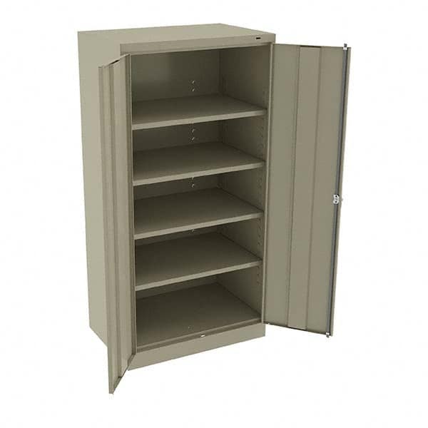 Tennsco - 5 Shelf Locking Storage Cabinet - Steel, 36" Wide x 24" Deep x 72" High, Sand - Exact Tooling