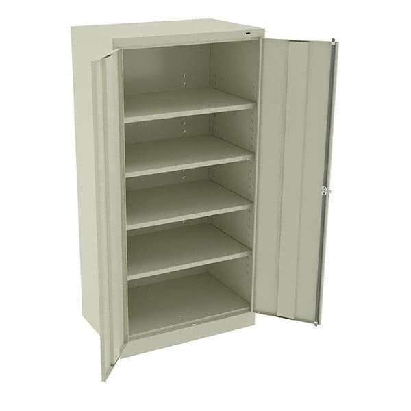Tennsco - 5 Shelf Locking Storage Cabinet - Steel, 36" Wide x 24" Deep x 72" High, Champagne/Putty - Exact Tooling