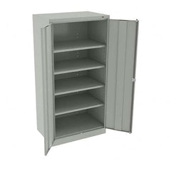 Tennsco - 5 Shelf Locking Storage Cabinet - Steel, 36" Wide x 24" Deep x 72" High, Light Gray - Exact Tooling