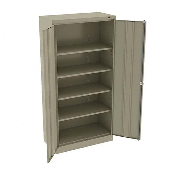 Tennsco - 5 Shelf Locking Storage Cabinet - Steel, 36" Wide x 18" Deep x 72" High, Sand - Exact Tooling