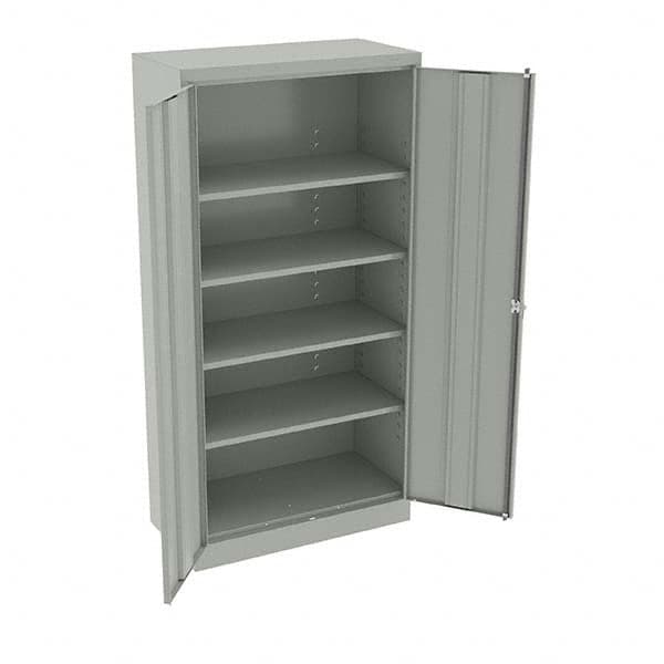 Tennsco - 5 Shelf Locking Storage Cabinet - Steel, 36" Wide x 18" Deep x 72" High, Light Gray - Exact Tooling