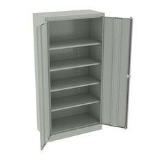 Tennsco - 5 Shelf Locking Storage Cabinet - Steel, 36" Wide x 18" Deep x 72" High, Light Gray - Exact Tooling