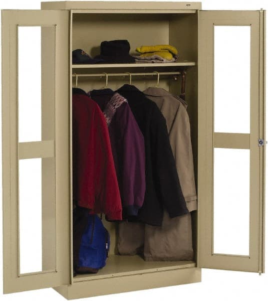 Tennsco - 2 Shelf Wardrobe Storage Cabinet - Steel, 36" Wide x 18" Deep x 72" High, Light Gray - Exact Tooling