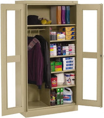 Tennsco - 6 Shelf Combination Storage Cabinet - Steel, 36" Wide x 18" Deep x 72" High, Medium Gray - Exact Tooling