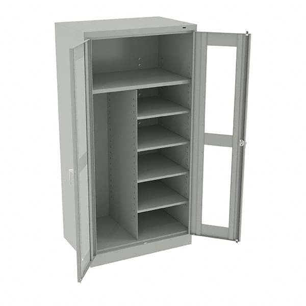 Tennsco - 6 Shelf Combination Storage Cabinet - Steel, 36" Wide x 24" Deep x 72" High, Light Gray - Exact Tooling