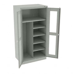 Tennsco - 6 Shelf Combination Storage Cabinet - Steel, 36" Wide x 24" Deep x 72" High, Light Gray - Exact Tooling