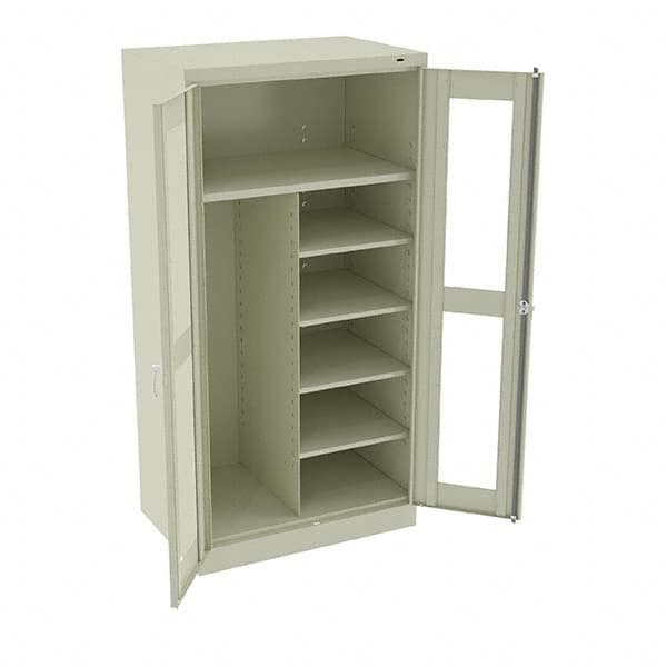 Tennsco - 6 Shelf Combination Storage Cabinet - Steel, 36" Wide x 24" Deep x 72" High, Champagne/Putty - Exact Tooling