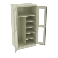 Tennsco - 6 Shelf Combination Storage Cabinet - Steel, 36" Wide x 24" Deep x 72" High, Champagne/Putty - Exact Tooling